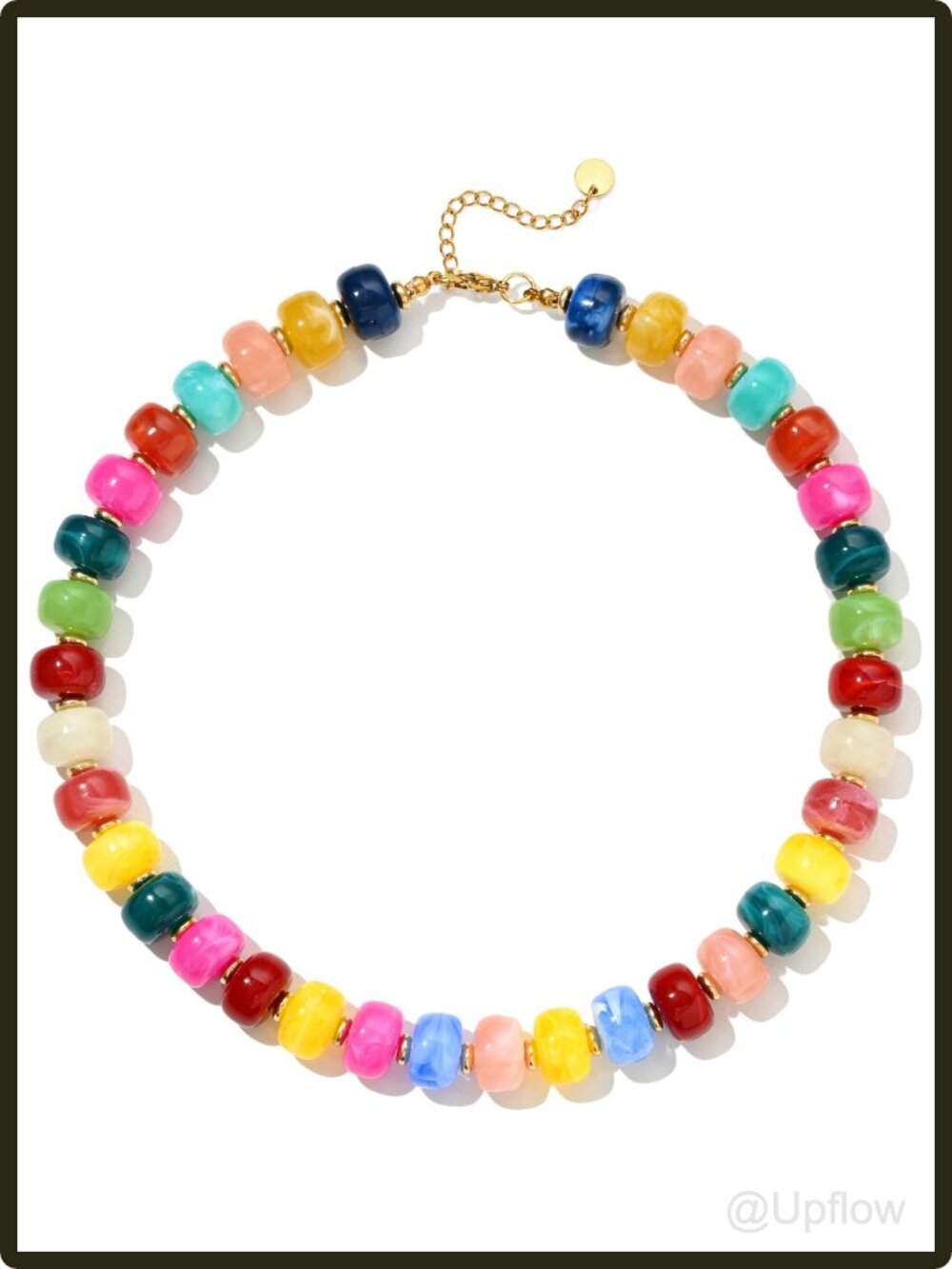 Women's Boho Chunky Resin Beaded Choker Necklace Handmade Summer Beach Gift